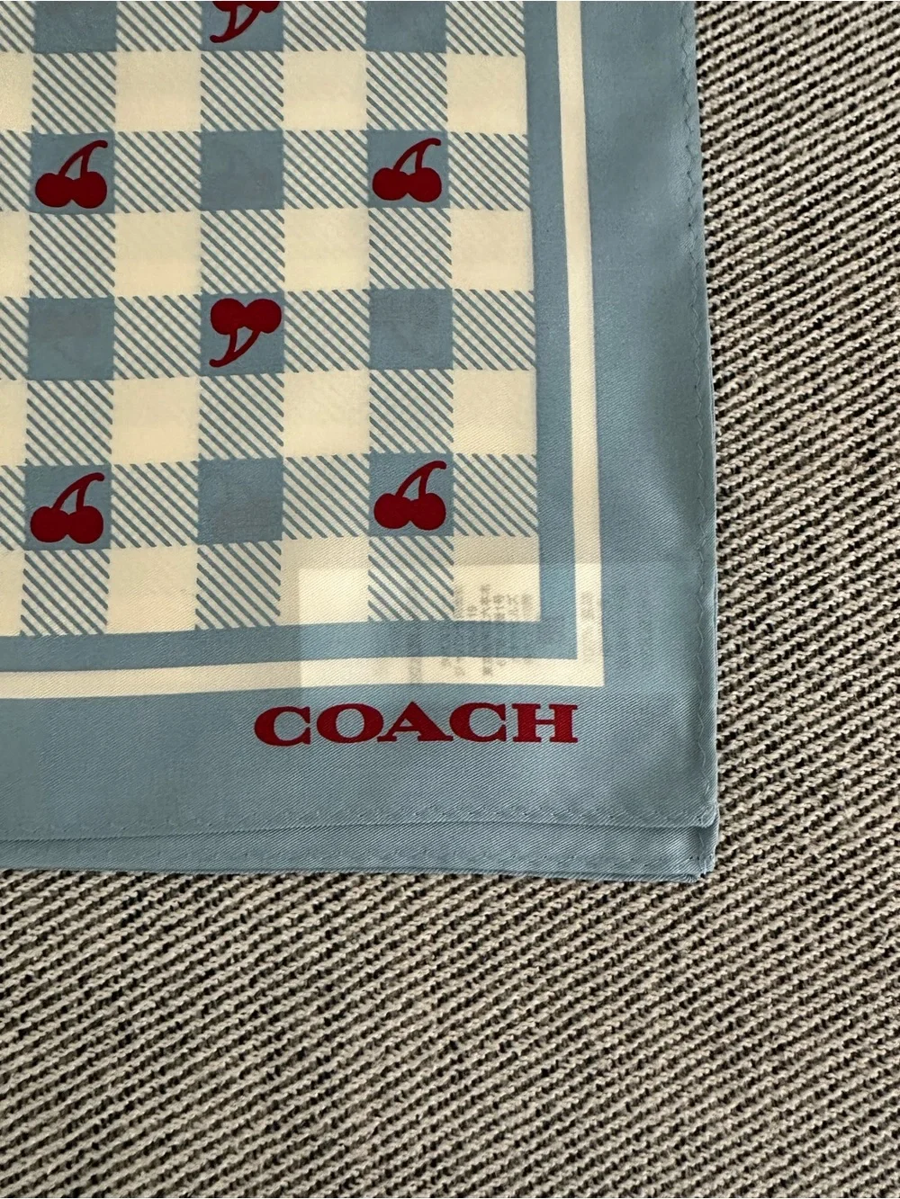 Coach Cherry Gingham Silk Scarf Bandana CFG33